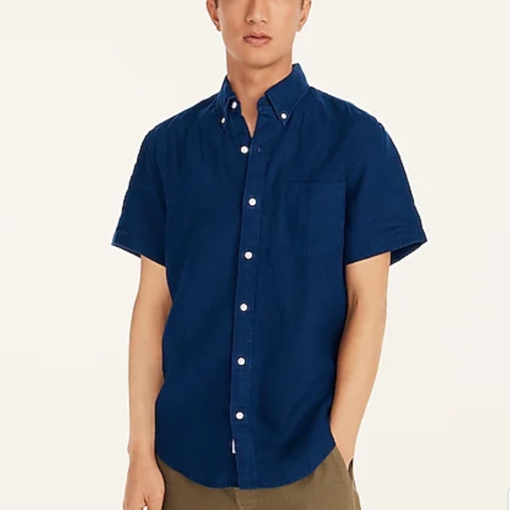 J crew shirt sleeve Baird mcnutt Irish linen shirt ink blue